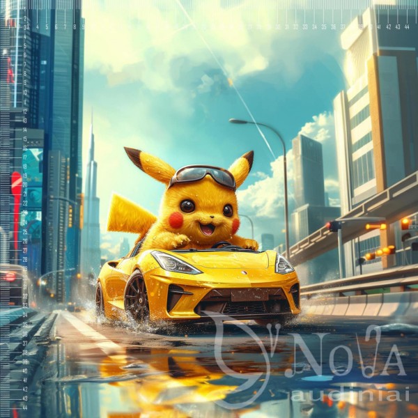 Kilpinis trikotažas "Pikačiu Lamborgini auto"