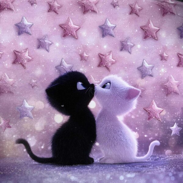 Kilpinis trikotažas "kačiukai žvaigždutės"