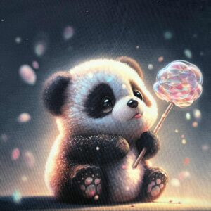 Kilpinis trikotažas "Panda su saldainiu"