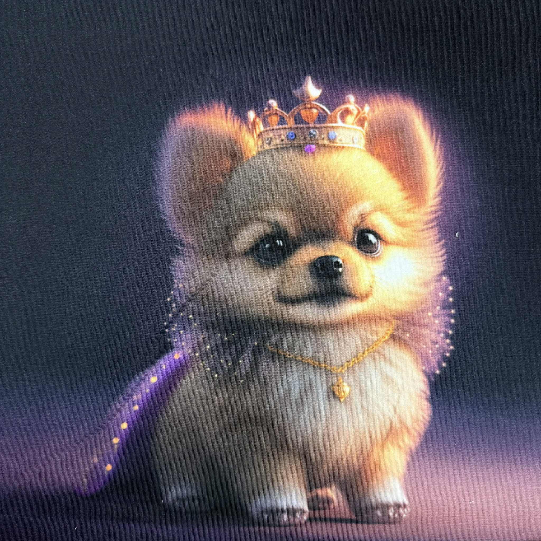 Kilpinis trikotažas "Šuniukas su karūna"