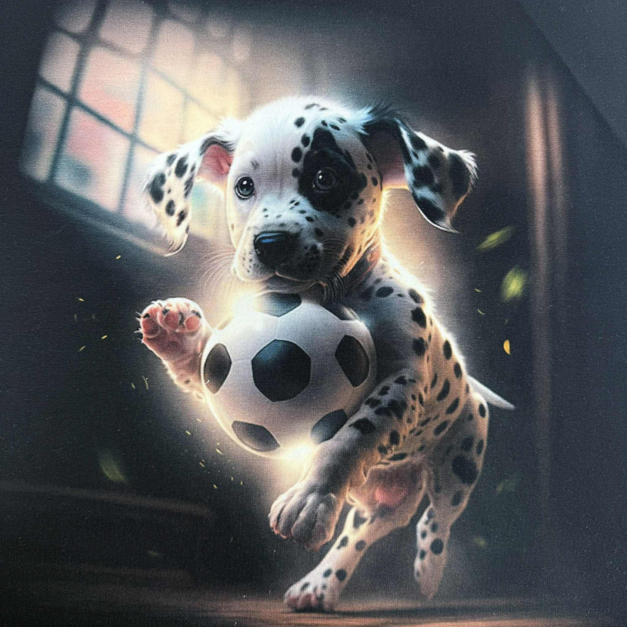 Kilpinis trikotažas "Šuniukas su kamuoliu"