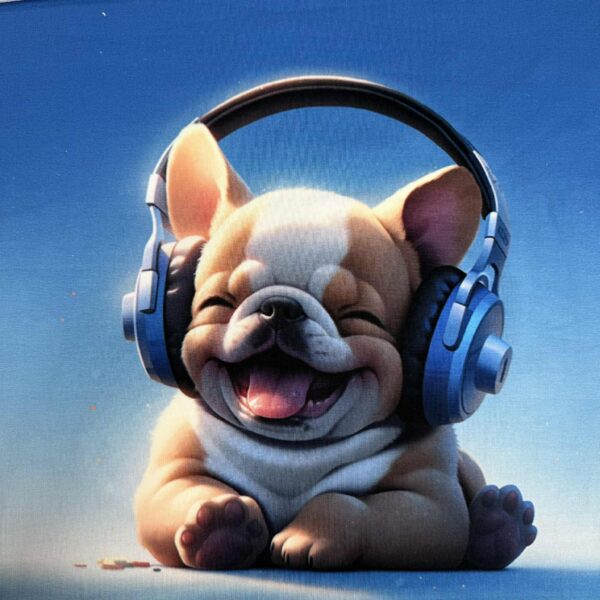 Kilpinis trikotažas "Šuniukas su ausinėm"